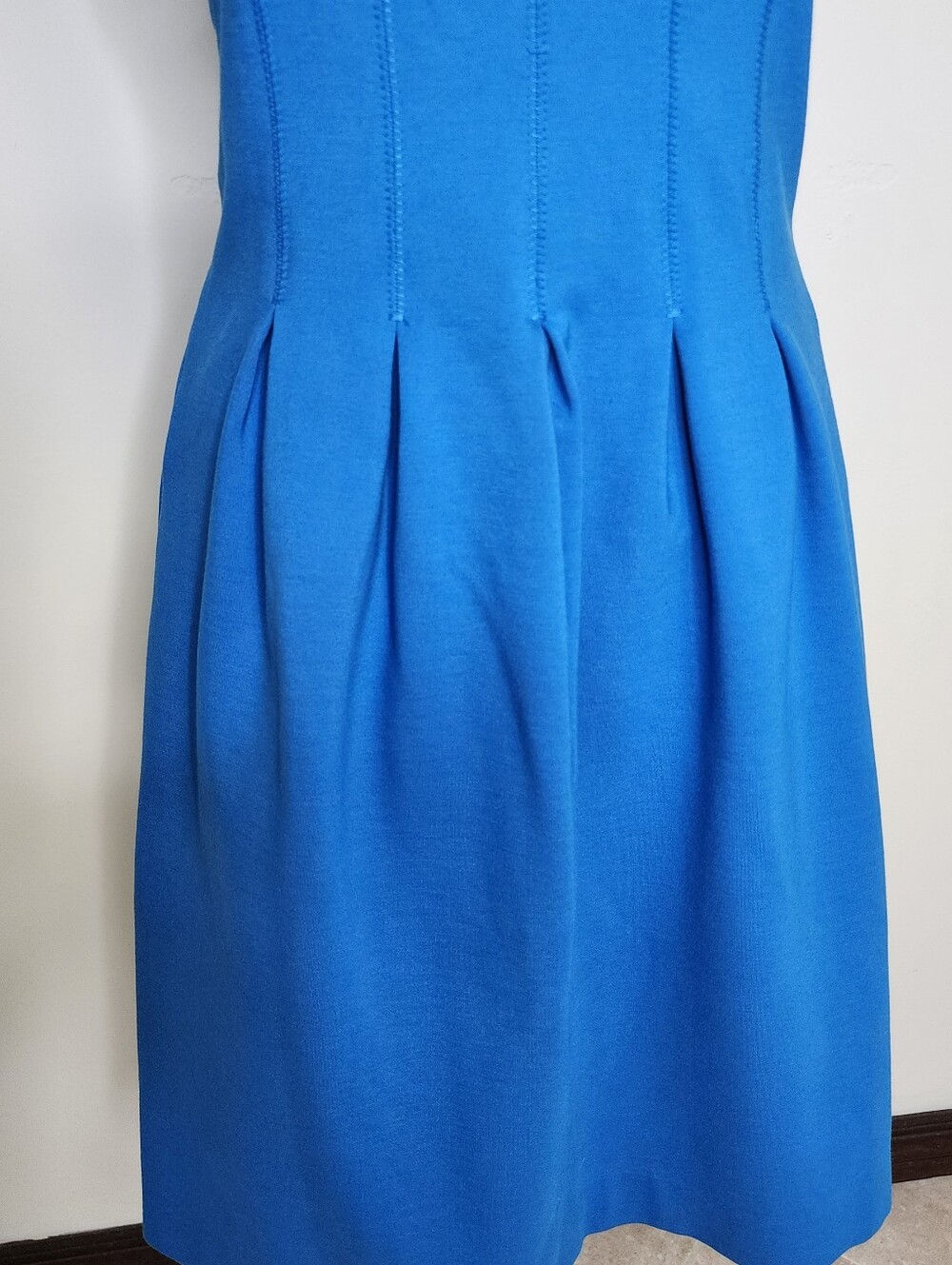 J. Crew Vibrant Blue Pleated Scoop Neck Fit and Flare Mini Dress Sz 6 Preppy - Picture 6 of 13